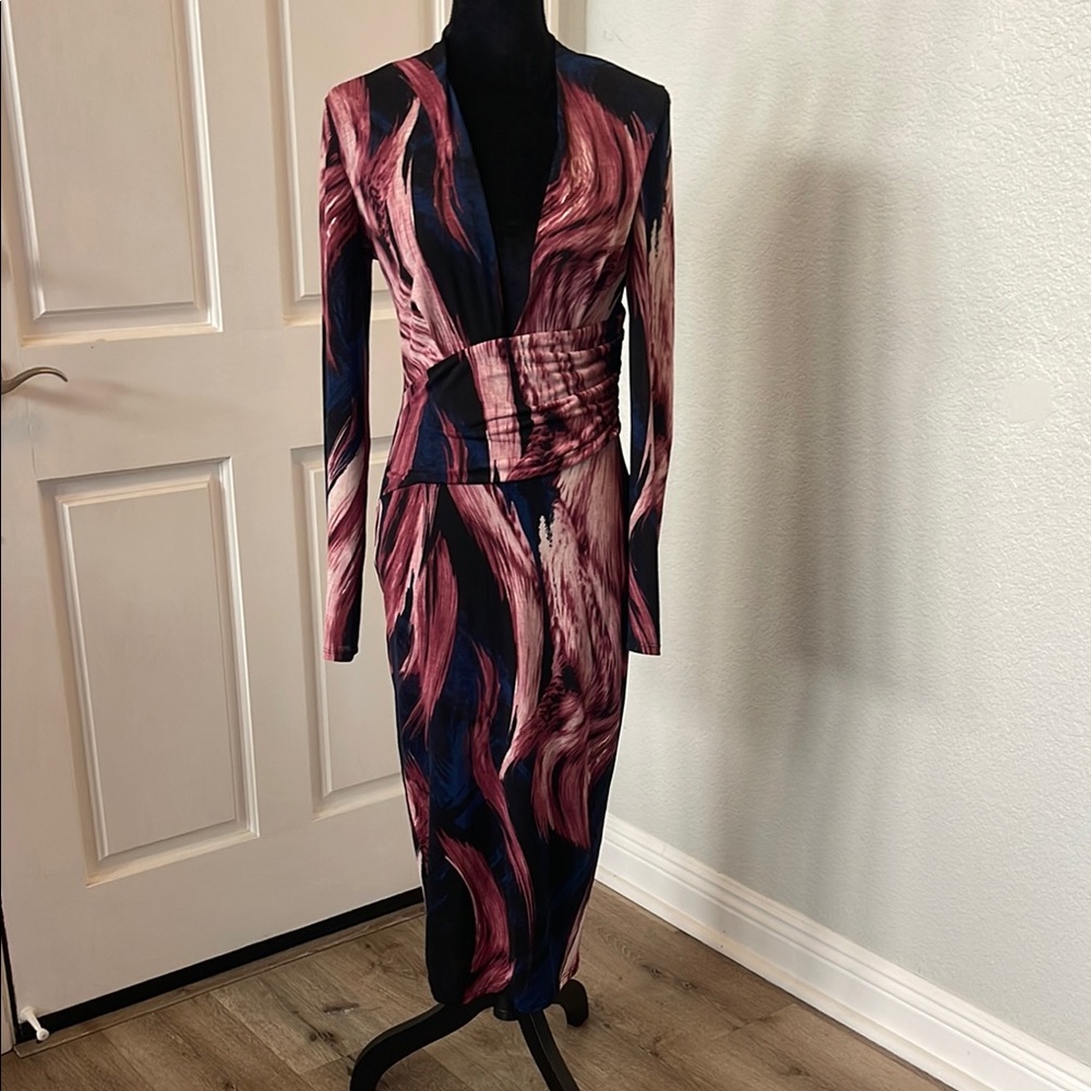 Fashion Nova Pink and Blue Abstract Dress